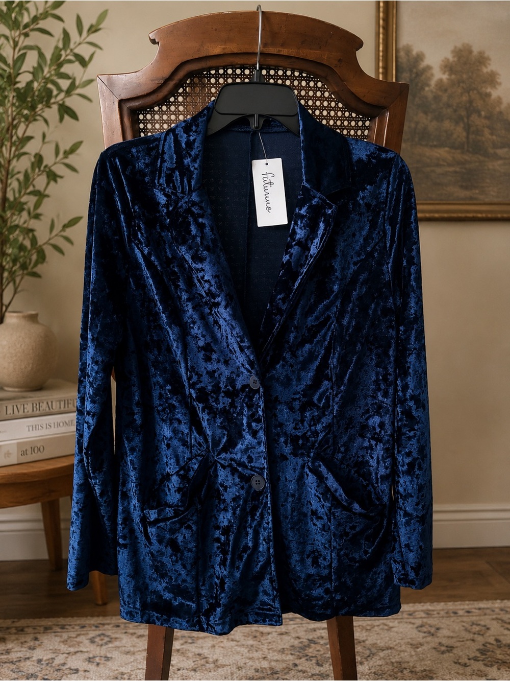 Sophisticate Navy Velvet Blazer